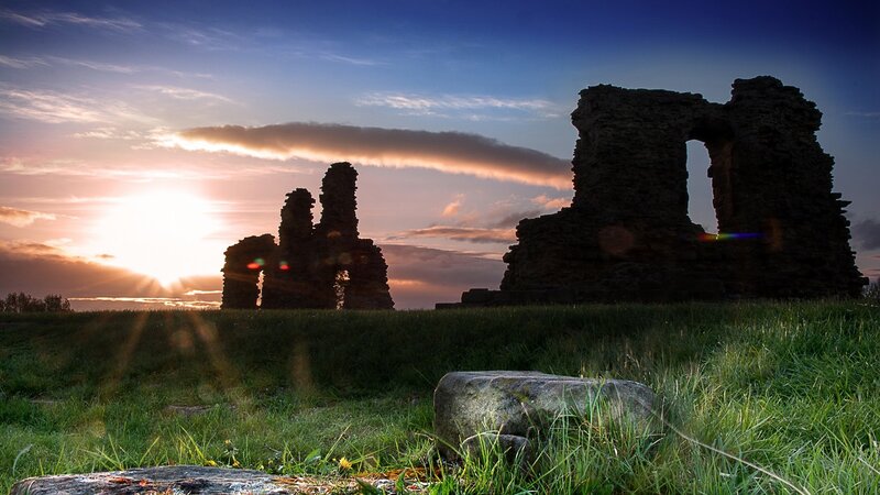 Ruins at Sunset — Blue, Dramatic