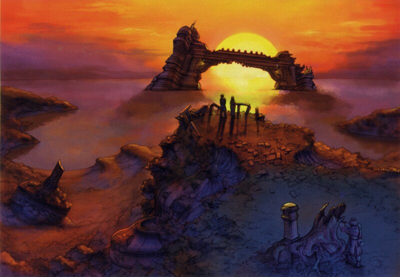 ruins at sunset by the sea