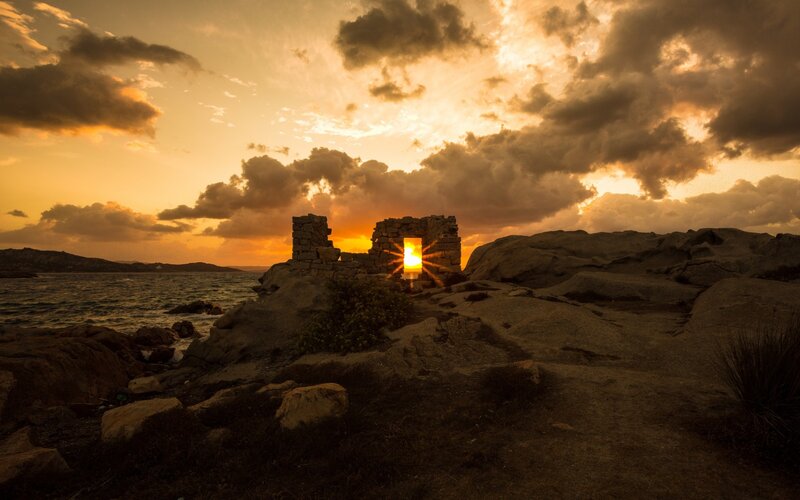 Ruins at Sunset — Orange, Dramatic, Photograph