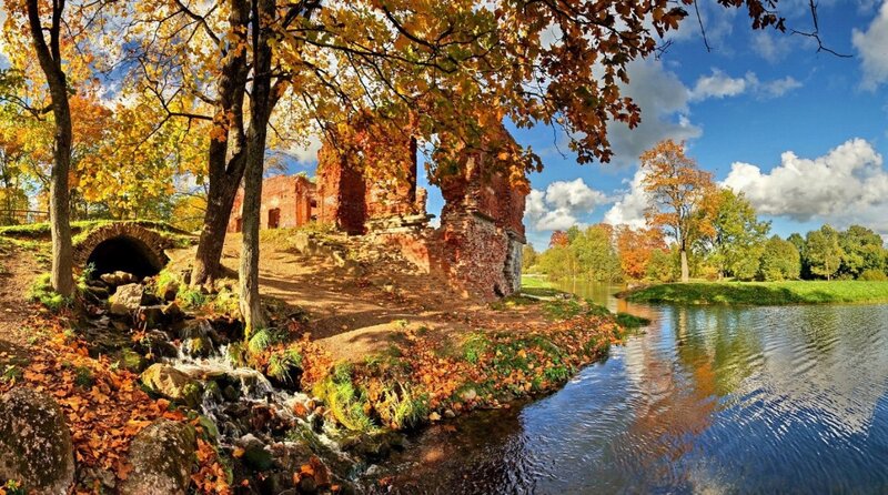 Ruins by a River — Blue