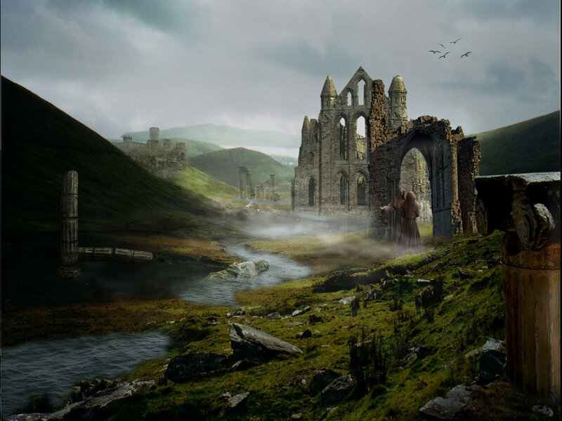 Ruins by a river