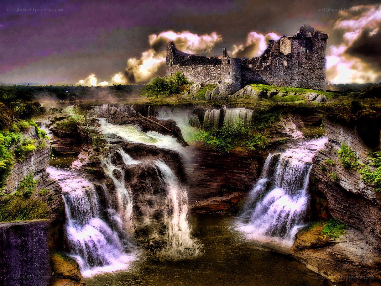 Ruins by the waterfall