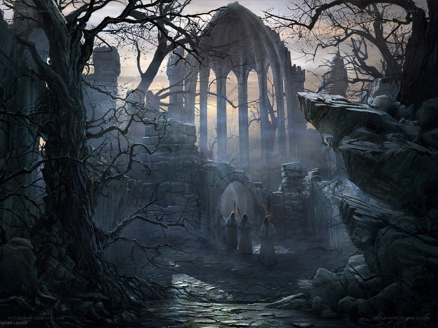 Ruins in a dark forest