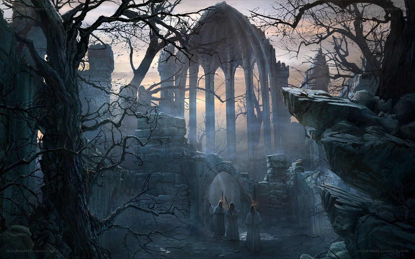 Ruins in a dark forest