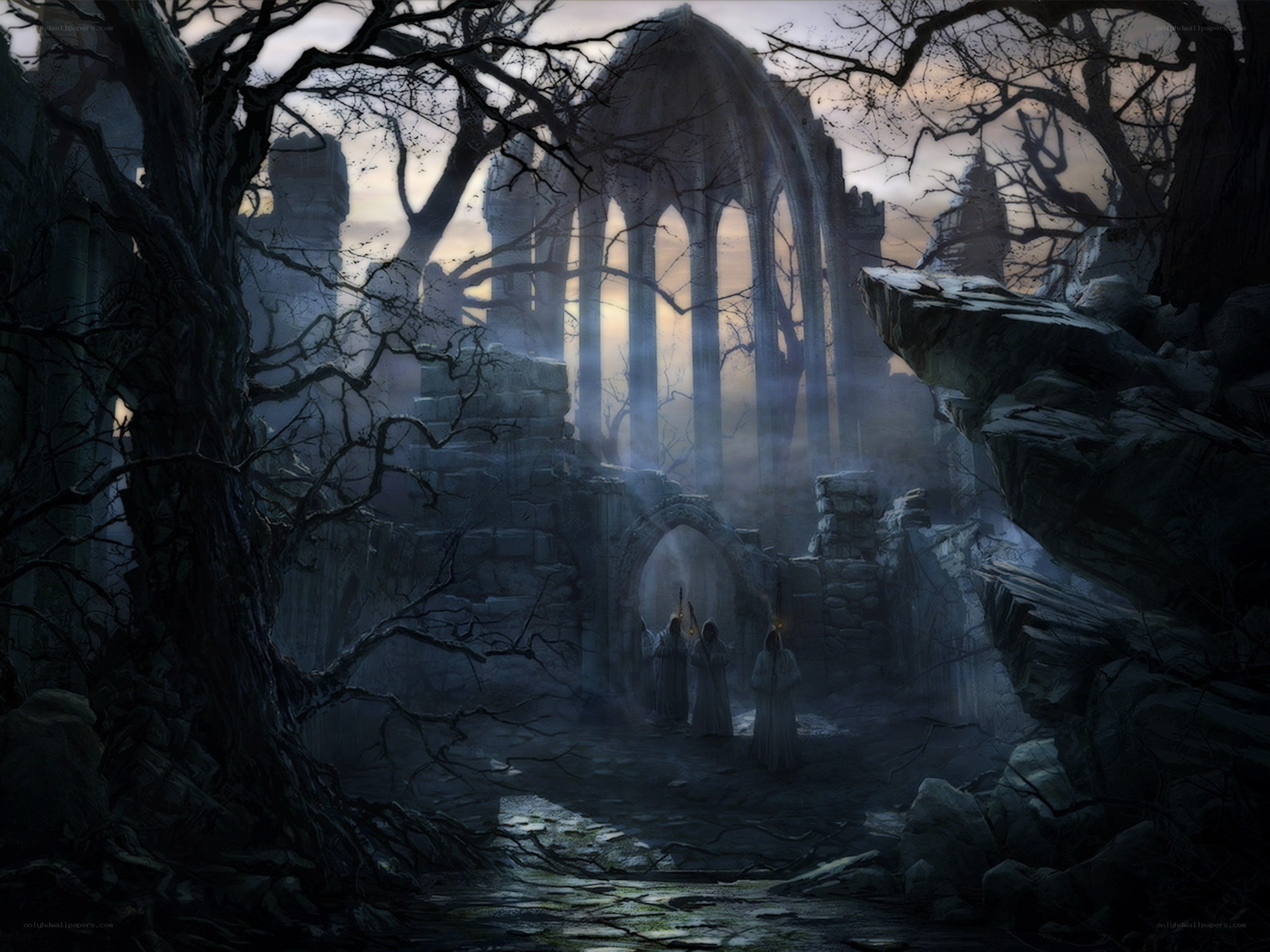 Ruins in a dark forest