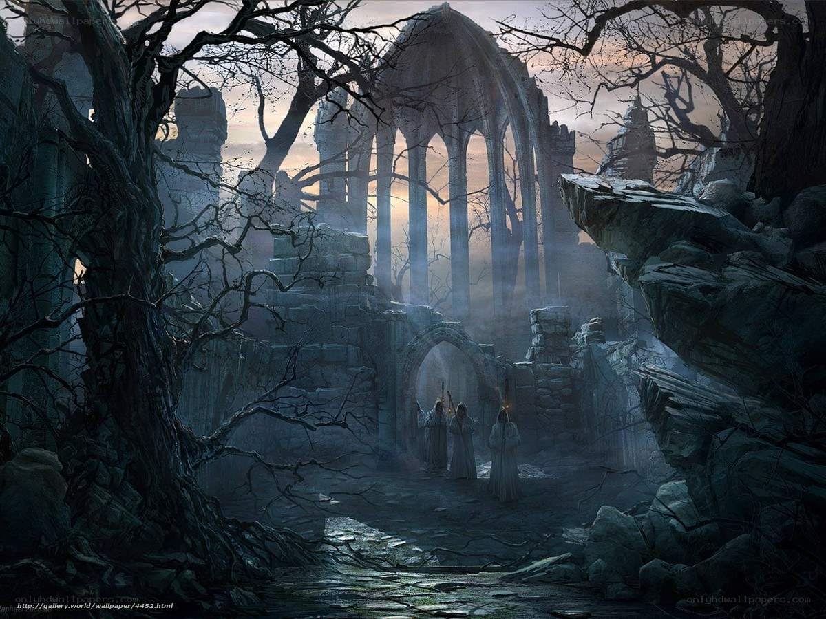 Ruins in a dark forest