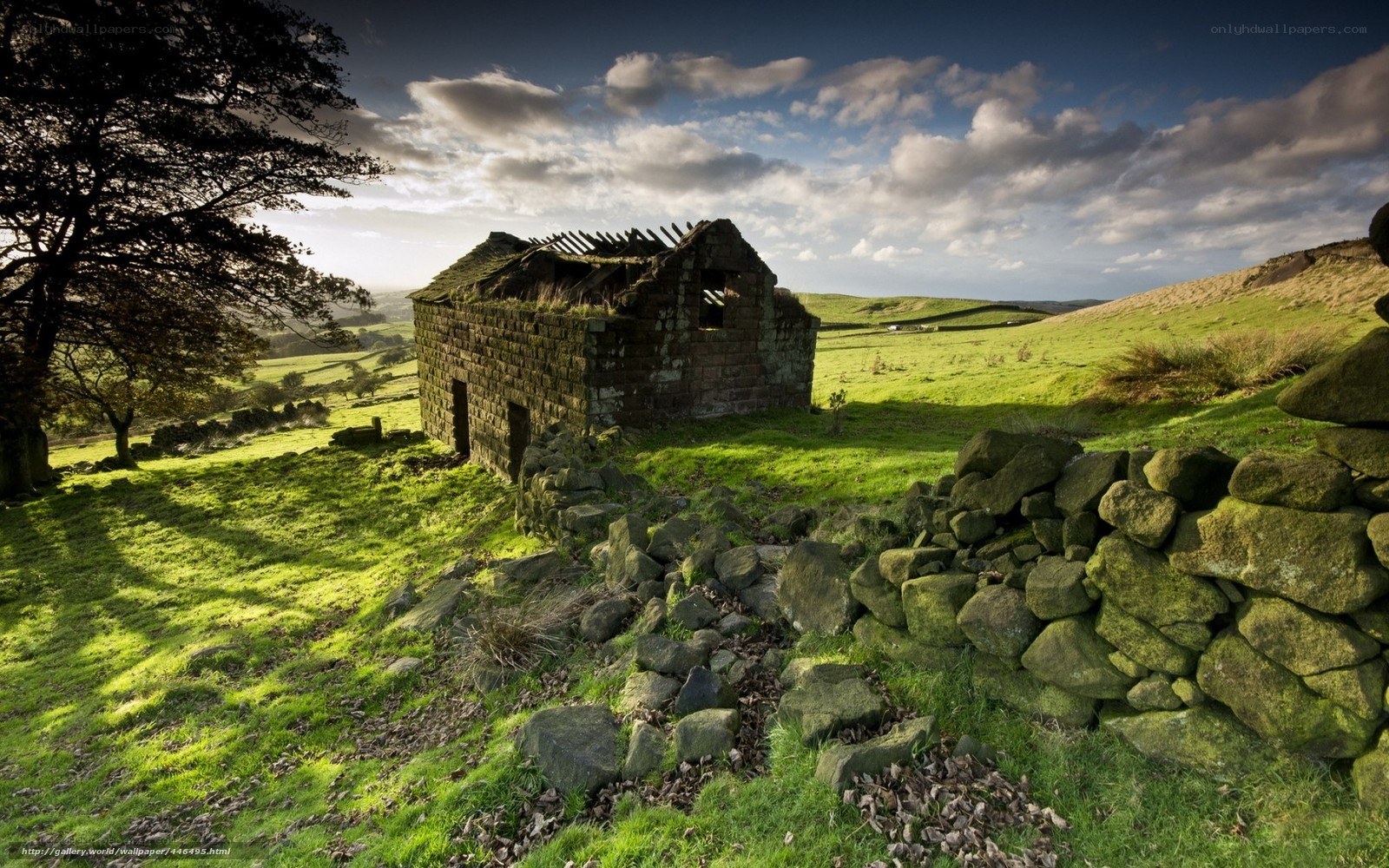 Ruins in a green valley