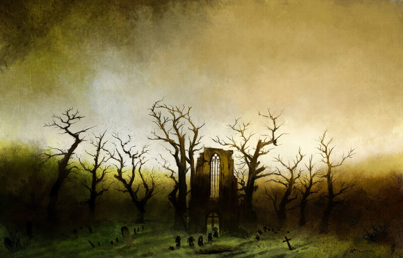 Ruins in a haunted forest