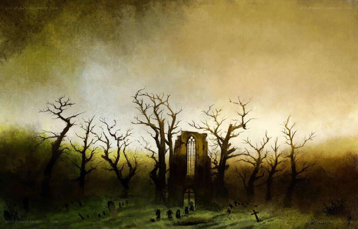 Ruins in a haunted forest