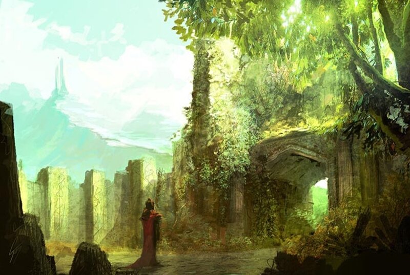 Ruins in a lush forest