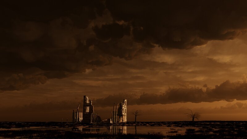 Ruins in a Swamp — Brown