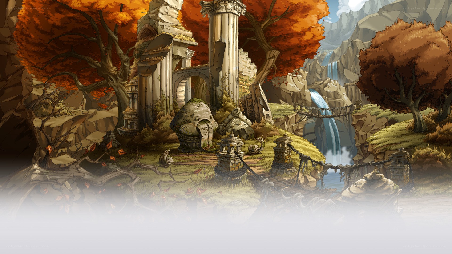 Ruins in autumn forest