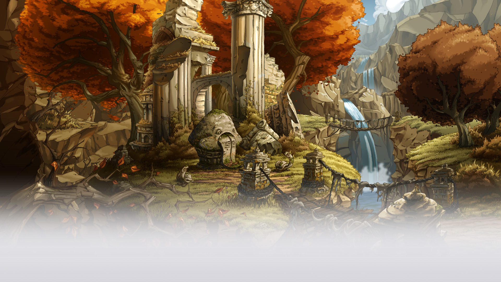 Ruins in autumn forest