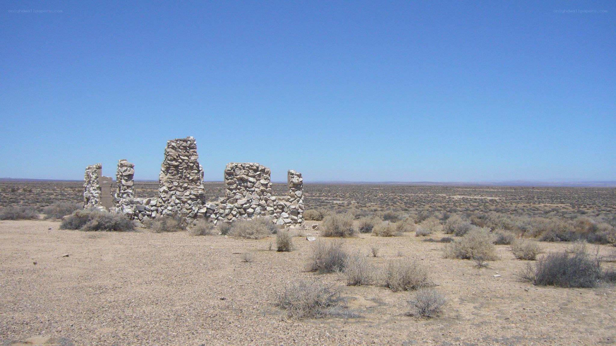 ruins in desert landscape