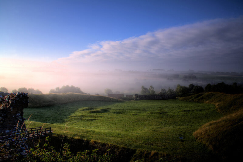 Ruins in Foggy Field