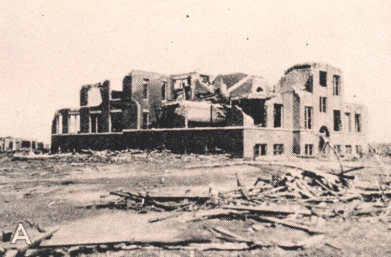 Ruins of a building after bombing