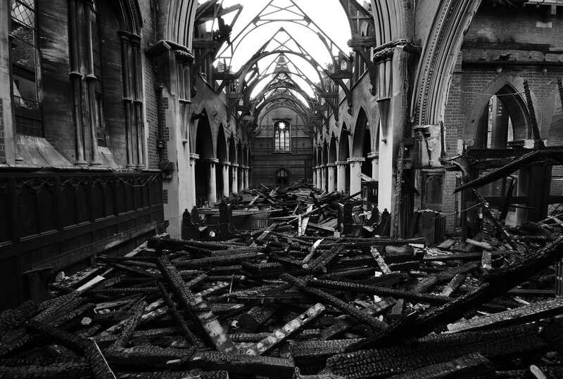 Ruins of a burned church