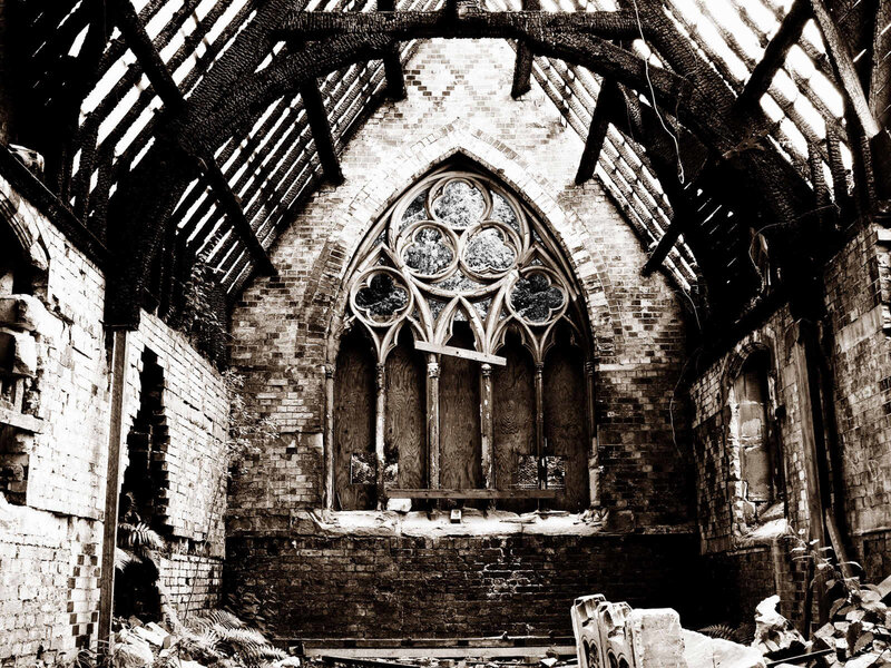 Ruins of a burned church