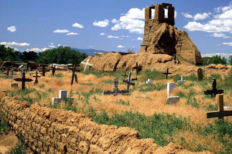 Ruins of a church in a cemetery