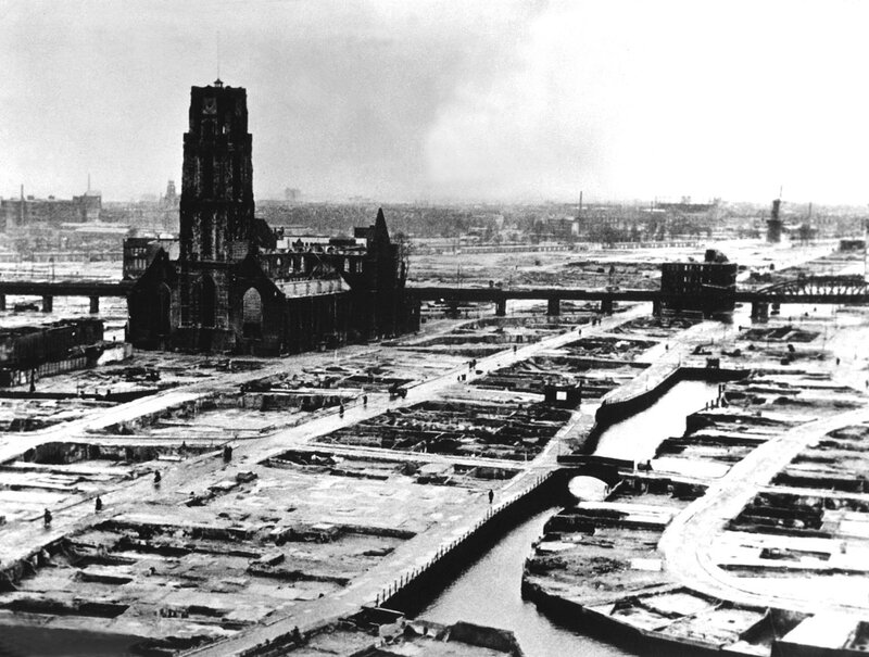 Ruins of a city after war
