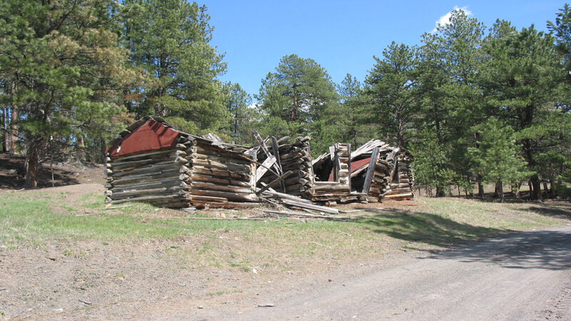 Ruins of a log cabin in the forest