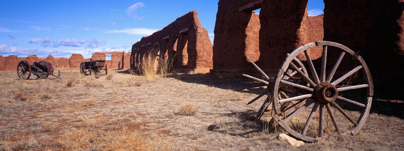 Ruins of an old adobe settlement