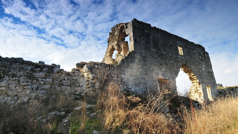 ruins of an old stone building