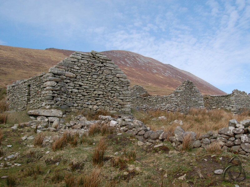 ruins of stone huts