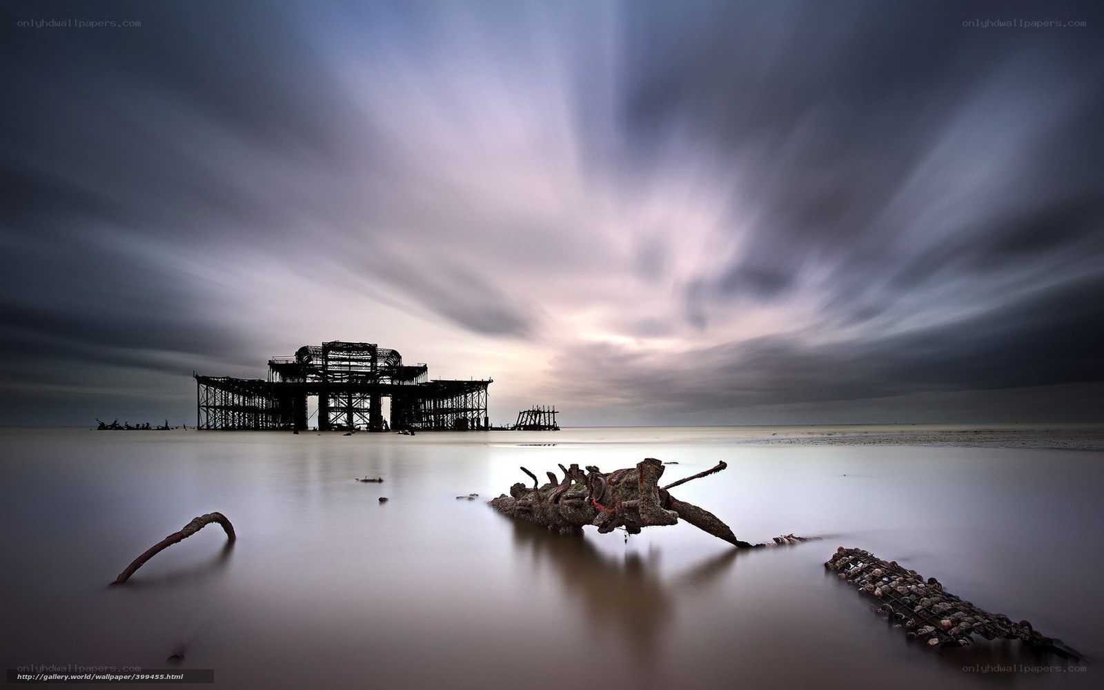 Ruins of West Pier at Sunset