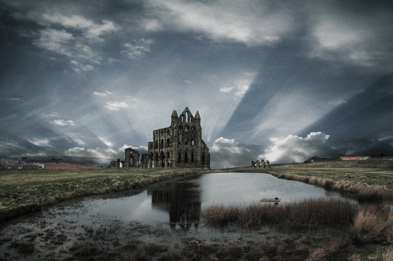 Ruins of Whitby Abbey — Gray, Dramatic, Afternoon