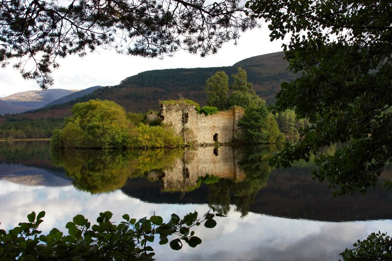 ruins on a lake island