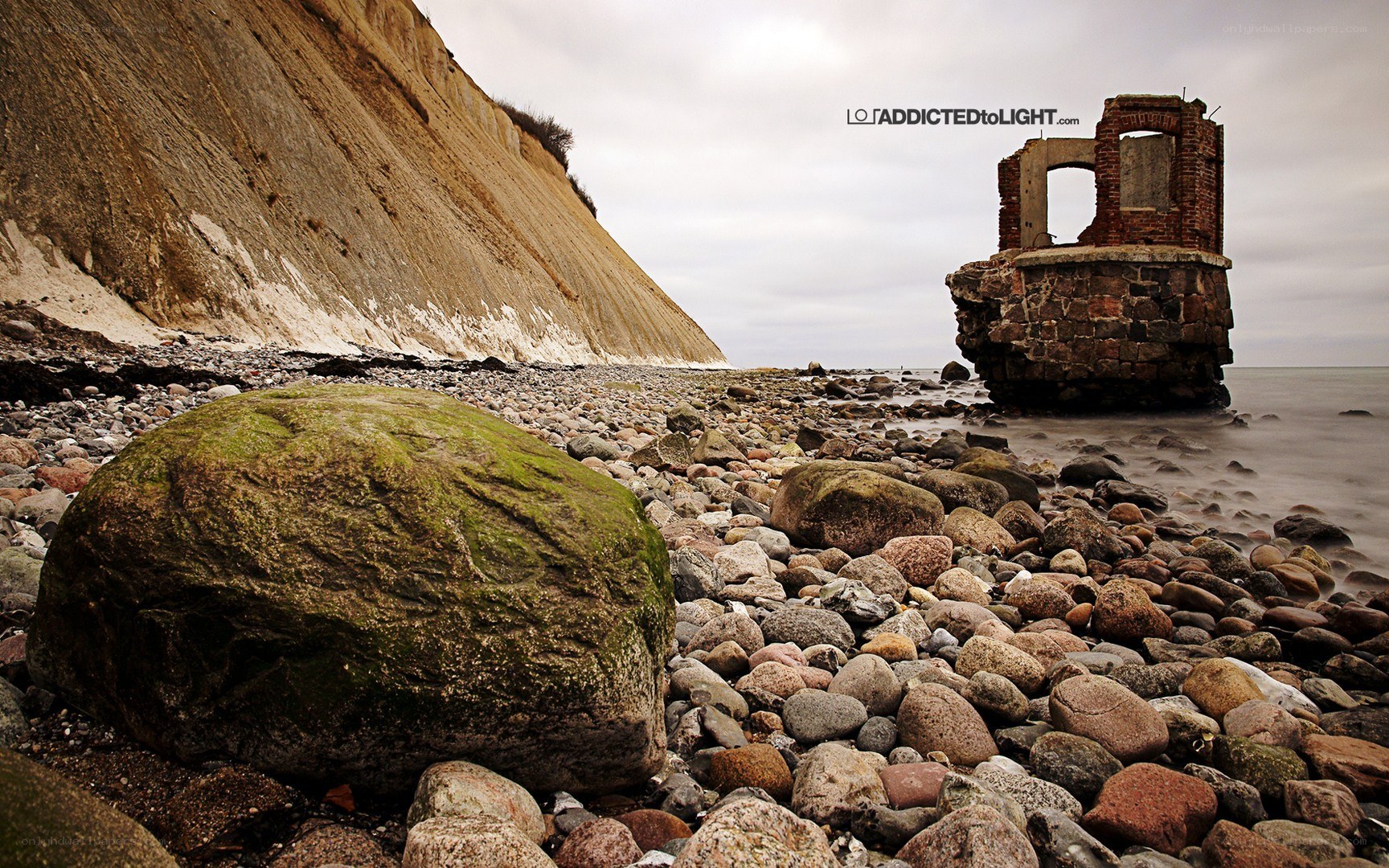 Ruins on a pebble beach