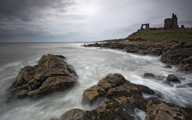 Ruins on Rocky Coast — Gray