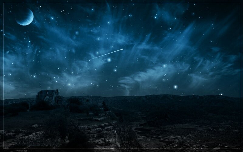 Ruins under Starry Sky — Blue
