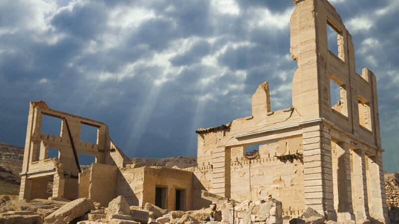 Ruins under stormy sky