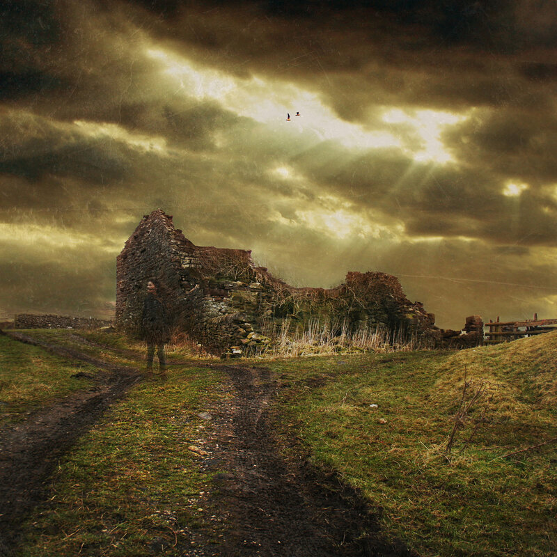 Ruins under stormy sky