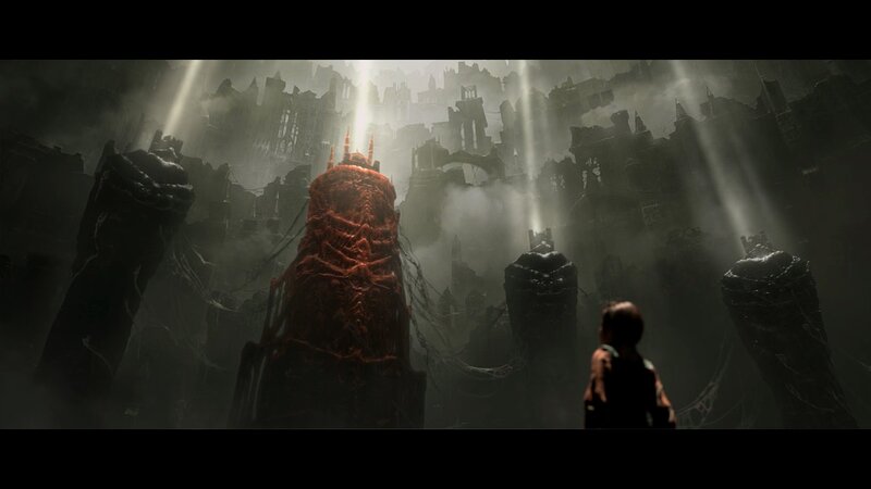 Ruins with glowing red structure