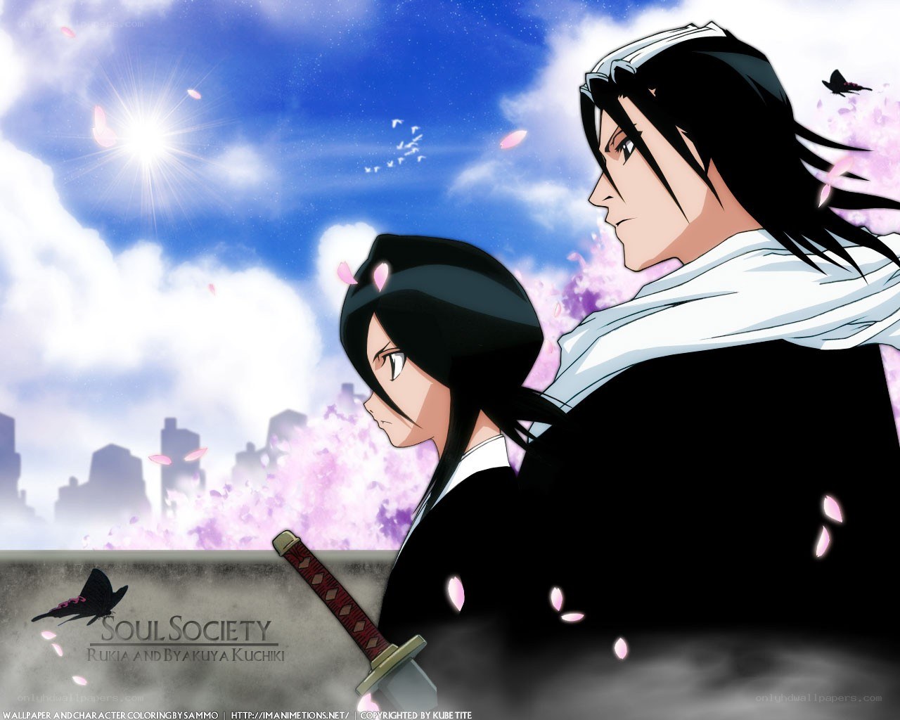 Rukia and Byakuya in cherry blossoms