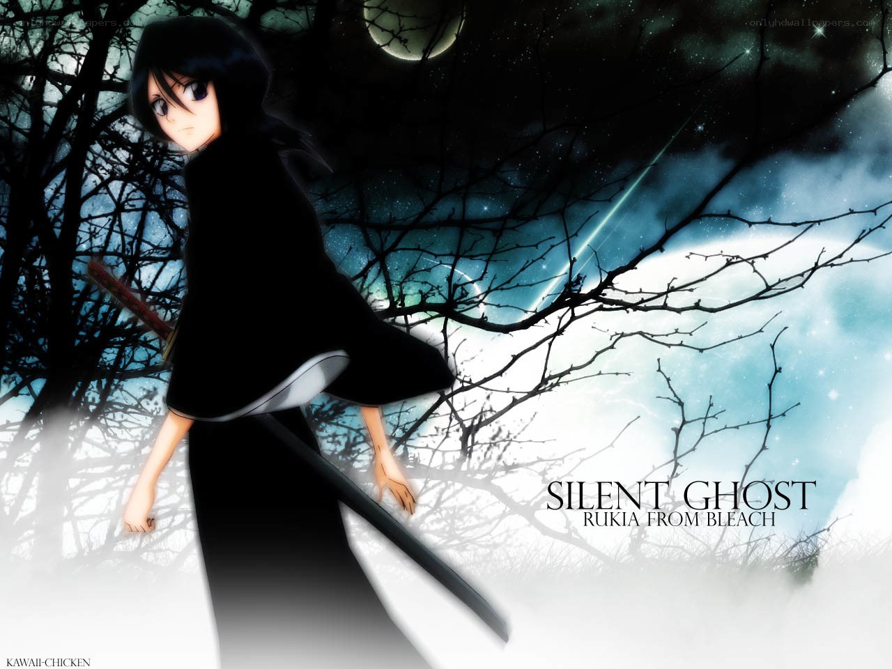 Rukia in a moonlit forest