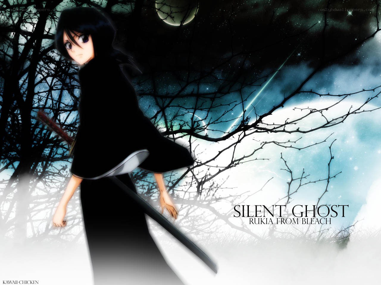Rukia in a moonlit forest