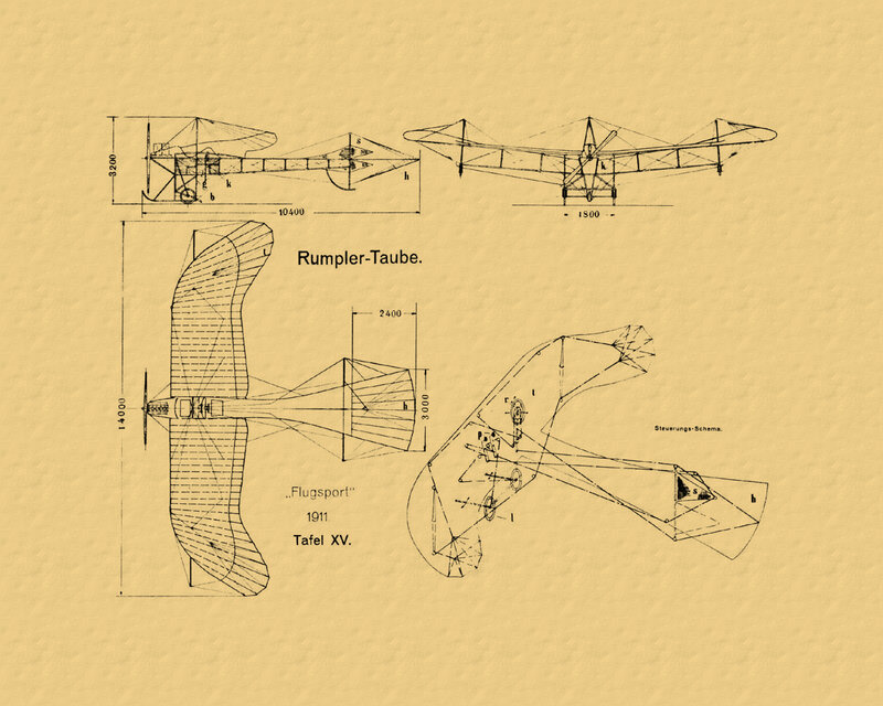 Rumpler-Taube aircraft blueprint