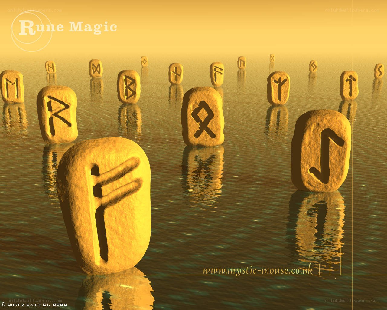 Rune stones in water