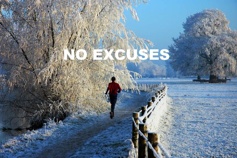 Runner in snowy landscape