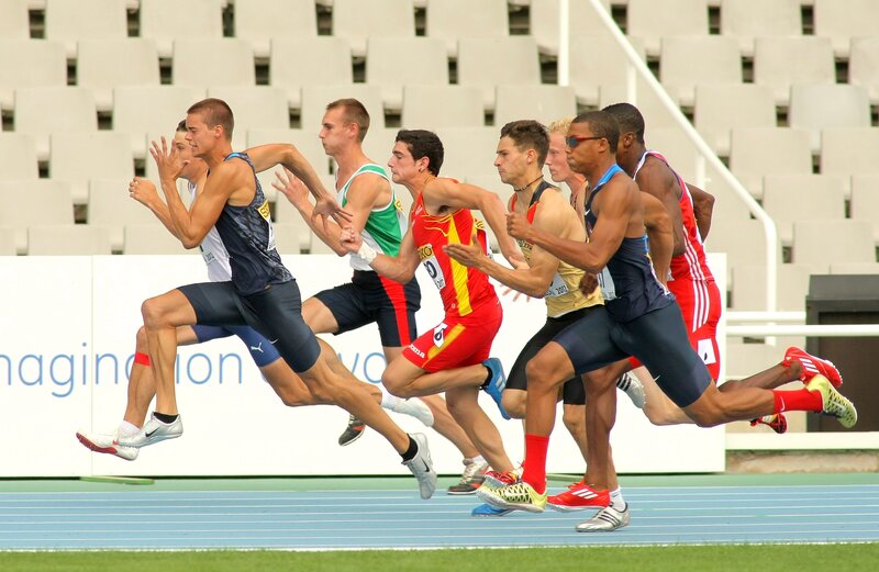 Runners in a Race — Blue