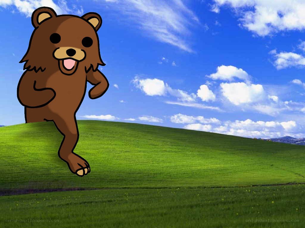 running bear on green hill