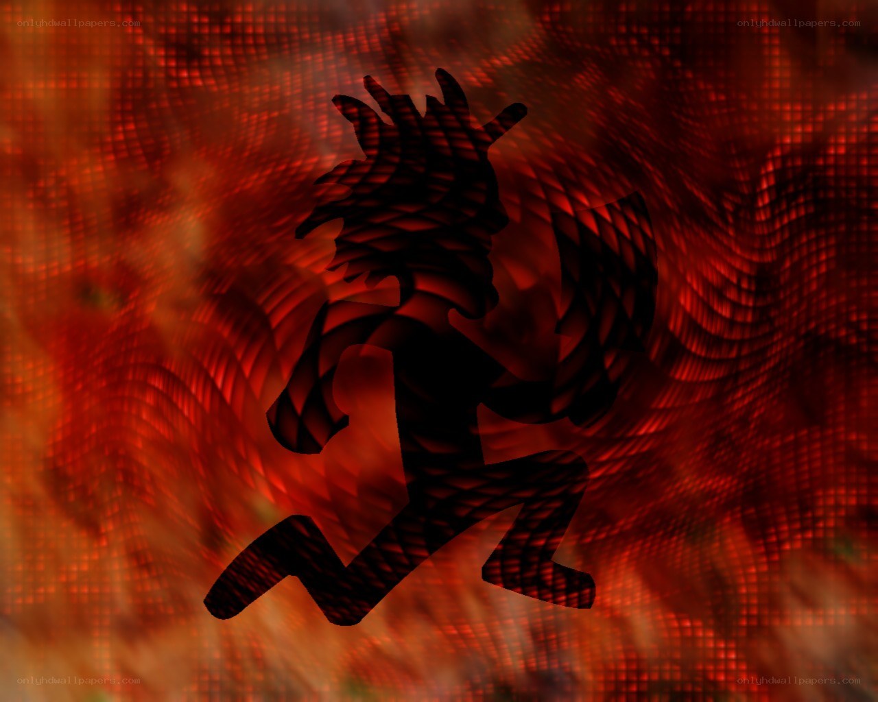 Running figure on red background