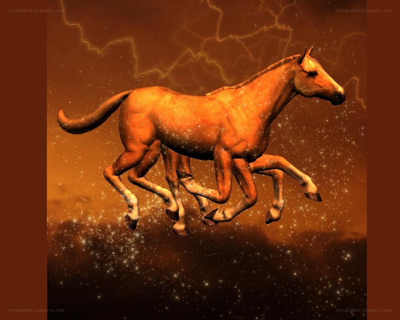 running horse in starry sky