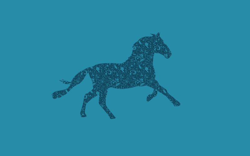 Running Horse Silhouette — Blue