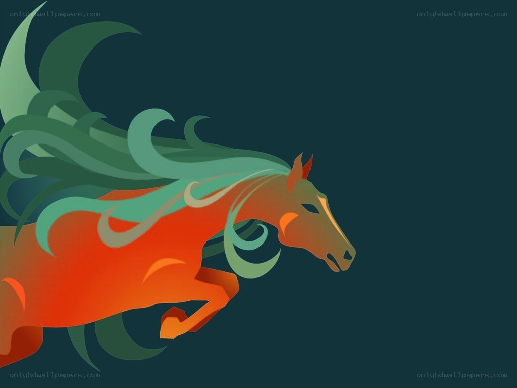 running horse with flowing mane