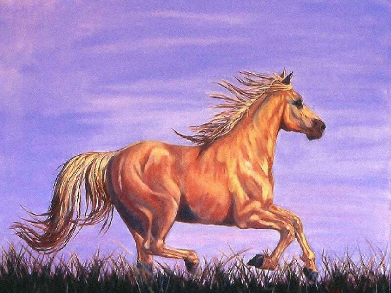 Running Palomino Horse — Purple